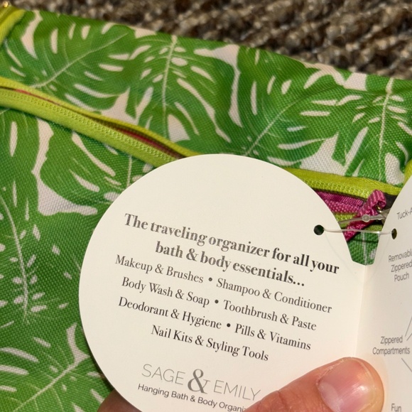 HANGING BATH AND BODY ORGANIZER NWT GREEN/PINK - Picture 7 of 12